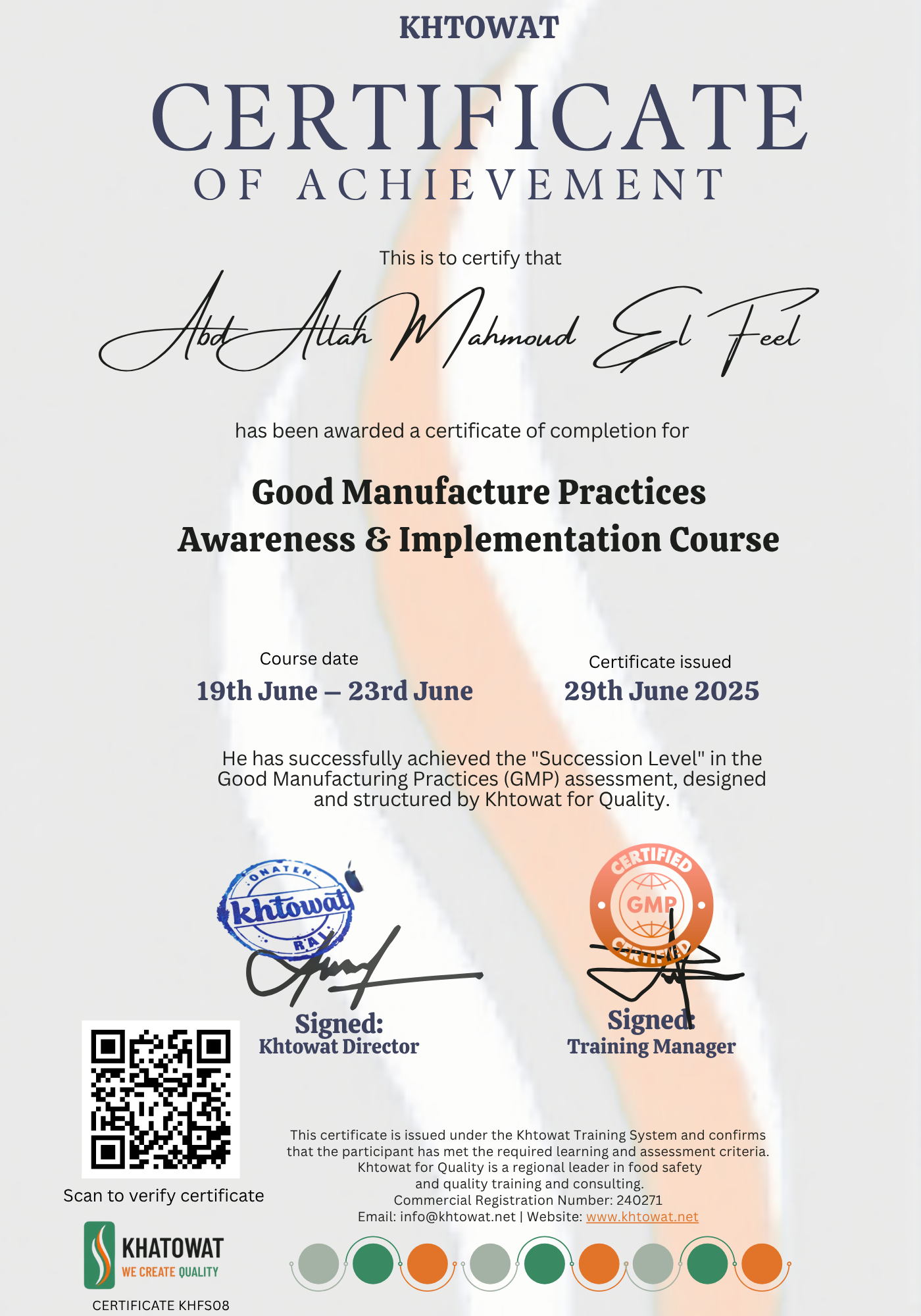 Good Manufacture Practice Training Course