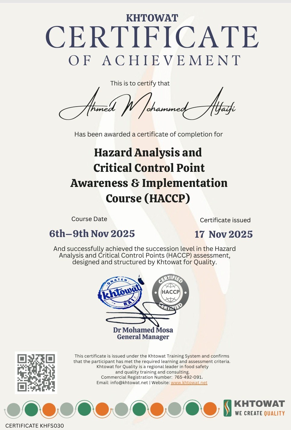 Hazard analysis and Critical control Points (HACCP)