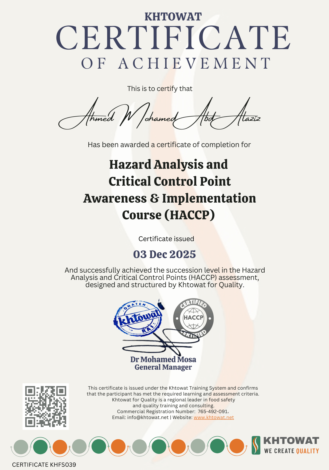 Hazard Analysis And Critical Control Point ( HACCP )