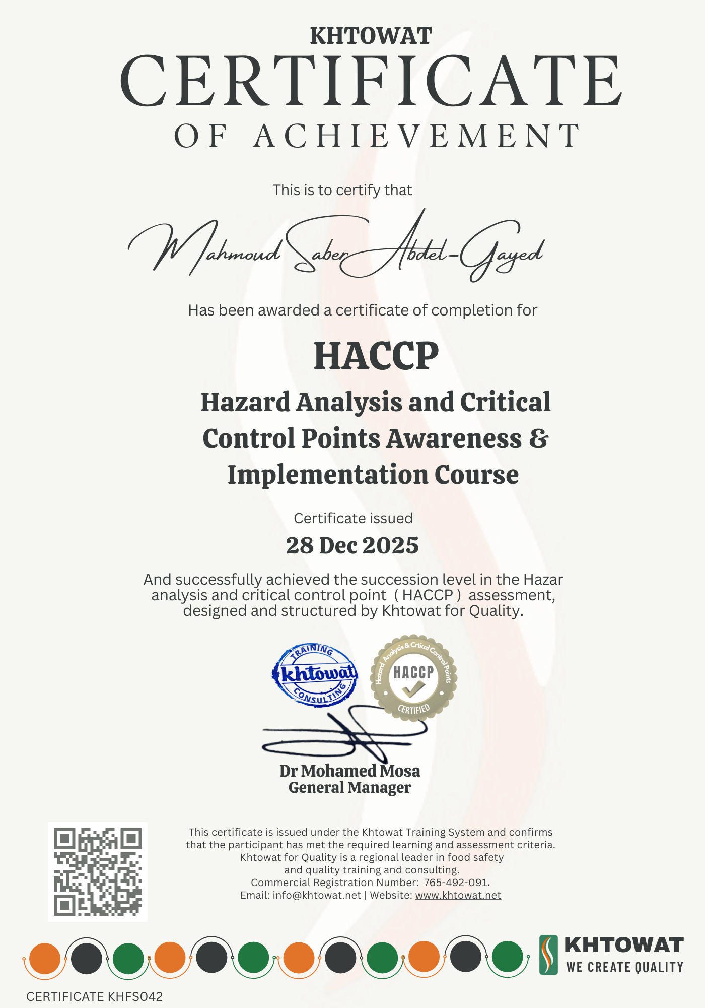 Hazard Analysis and critical control points