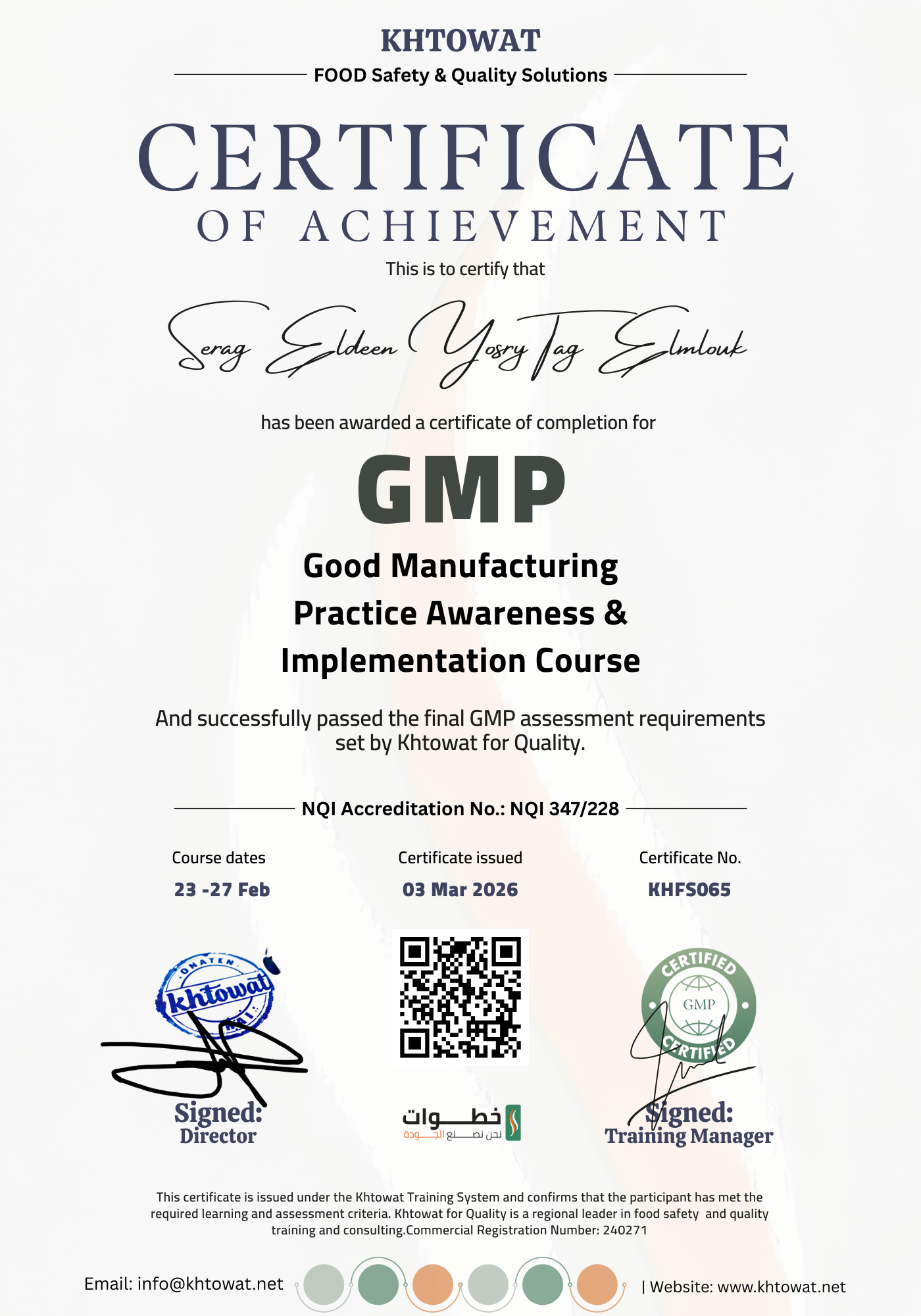 Good Manufacturing Practices training Course