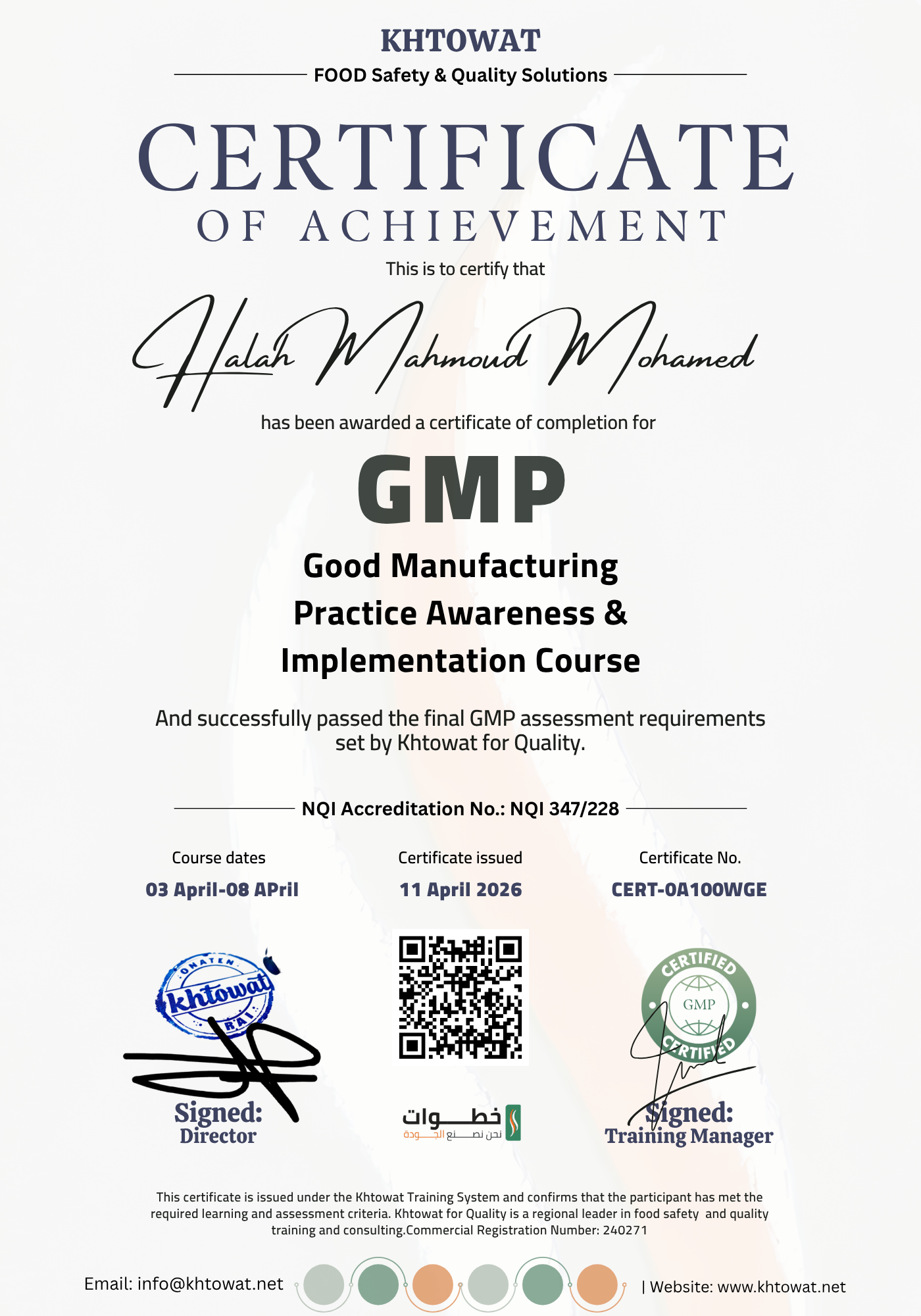 Good Manufacture Practices ( GMP)